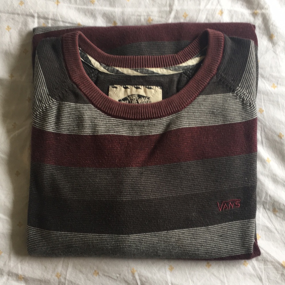 Striped Vans sweater.